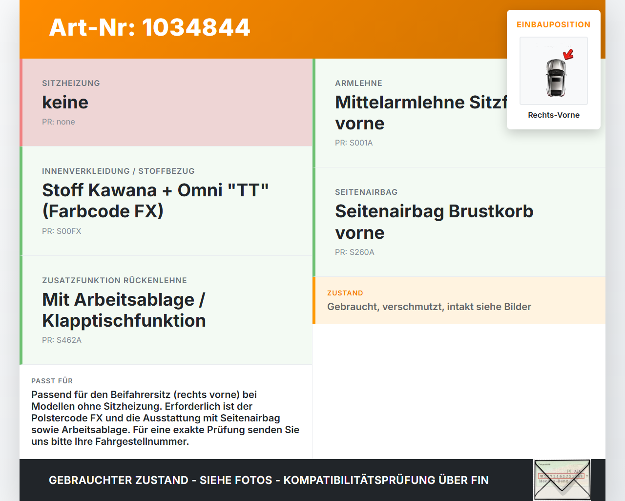 Peugeot 308 I T7 07-11 Kombi Sitzbezug Rückenpolster Rechts Vorne für Beifahrer Sitz Peugeot 308 I T7 07-11... Vorschau 3