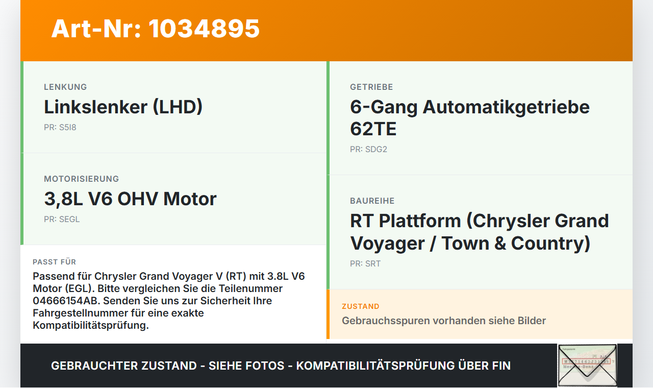 Chrysler Grand Voyager V 08-10 3,8 142KW EGL Oberteil für Ölwanne Motorwanne Chrysler Grand Voyager V 08-10... Vorschau 3