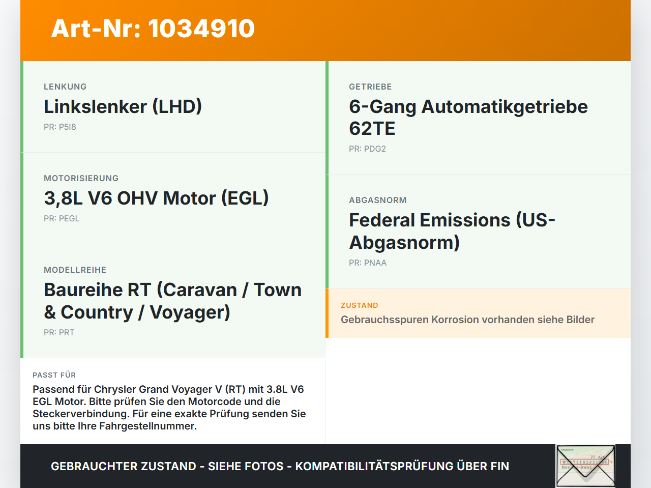 Chrysler Grand Voyager V 08-10 3,8 142KW EGL Abgasrückführventil EGR AGR Ventil Chrysler Grand Voyager V 08-10... Vorschau 3