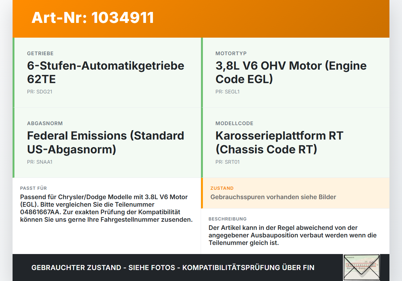 Chrysler Grand Voyager V 08-10 3,8 142KW Injektor Einspritzdüse Zyl.2 Chrysler Grand Voyager V 08-10 01.01.2008... Vorschau 3