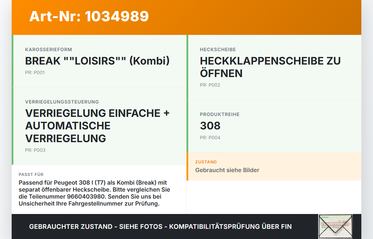 Peugeot 308 I T7 07-11 Kombi Schloss f. Heckklappe Heckklappenschloss Verriegelung Peugeot 308 I T7 07-11... Vorschau 3