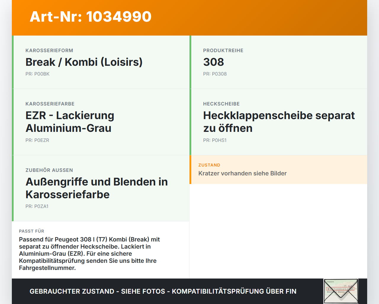 Peugeot 308 I T7 07-11 Kombi Blende Griffleiste für Heckklappe Peugeot 308 I T7 07-11 30.09.2008 gebraucht Vorschau 3