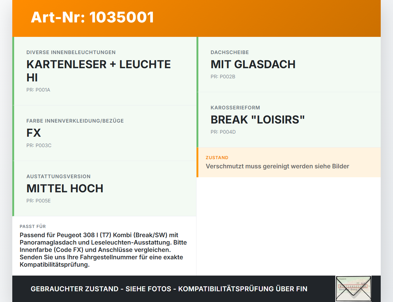 Peugeot 308 I T7 07-11 Innenleuchte Innenraumleuchte Peugeot 308 I T7 07-11 30.09.2008 9681370177 gebraucht Vorschau 3