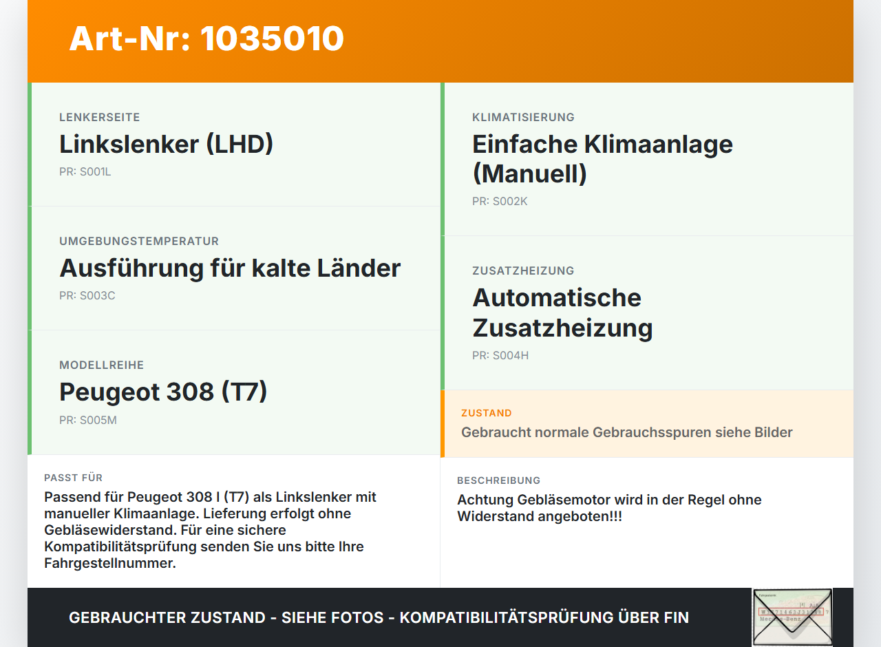 Peugeot 308 I T7 07-11 Gebläsemotor Lüftermotor Heizungsgebläse Peugeot 308 I T7 07-11 30.09.2008 T1000588K gebraucht Vorschau 3