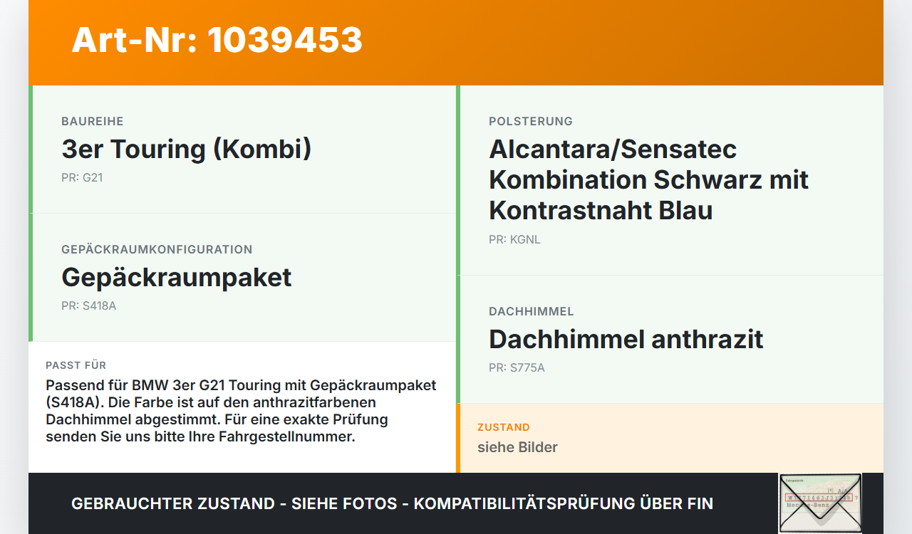BMW G21 320dx 3er 19-22 Kombi Trenngitter Trennetze BMW G21 320dx 3er 19-22 17.09.2020 51479875744 9875744... Vorschau 3