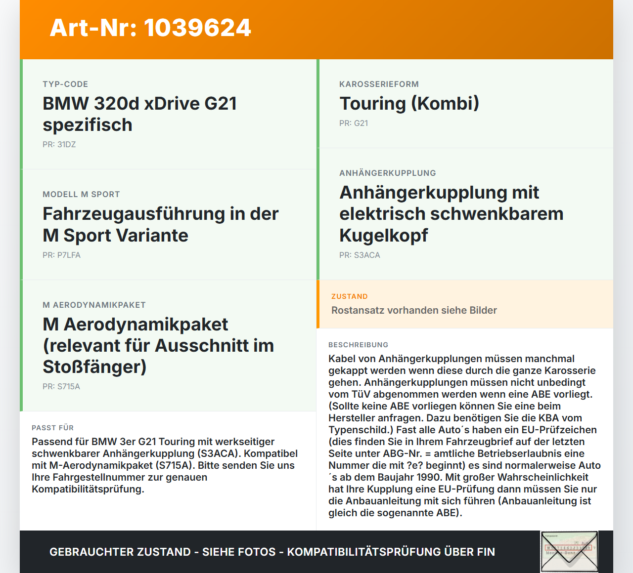BMW G21 320dx 3er 19-22 Kombi Anhängerkupplung AHK 13pol auf Stoßfängerträger Orig. Westfalia Schwenkbar BMW G21... Vorschau 3
