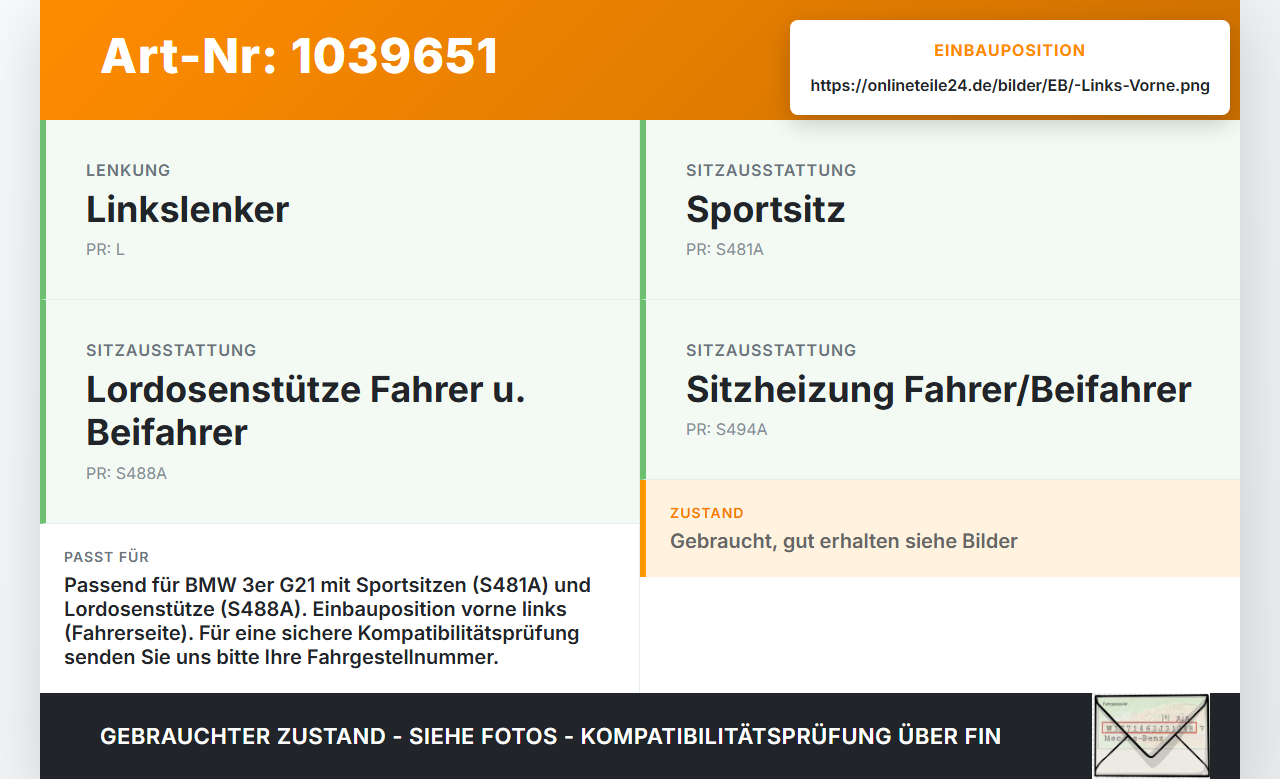 BMW G21 320dx 3er 19-22 Sitzverstellung Schalter Links Vorne BMW G21 320dx 3er 19-22 17.09.2020 9227855 61319227855... Vorschau 3