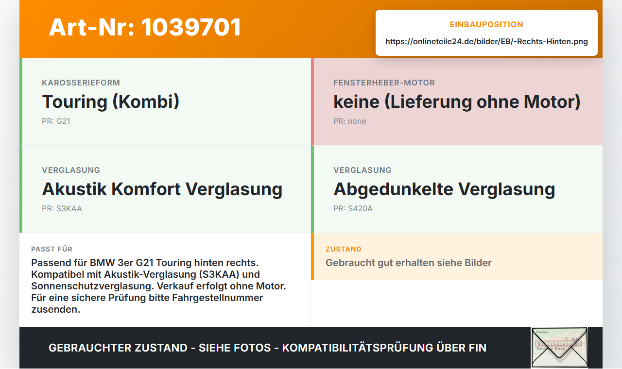 BMW G21 320dx 3er 19-22 Kombi Fensterheber o. FH-Motor Hinten Rechts BMW G21 320dx 3er 19-22 17.09.2020 8498856... Vorschau 3