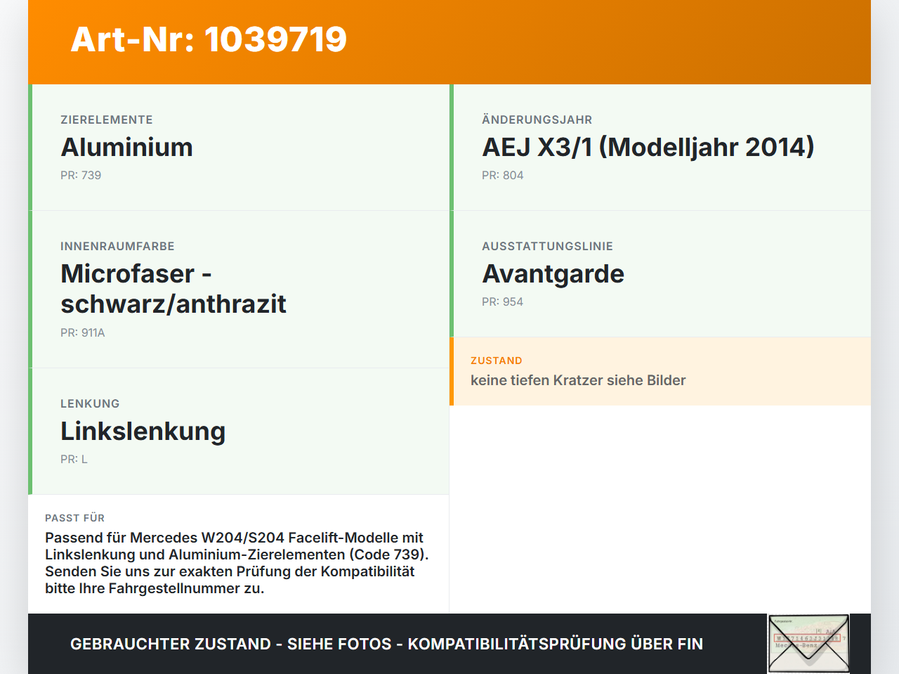 Mercedes W204 S204 C250 07-14 Blende für Armaturenbrett Abdeckung Mercedes W204 S204 C250 07-14 29.08.2013... Vorschau 3
