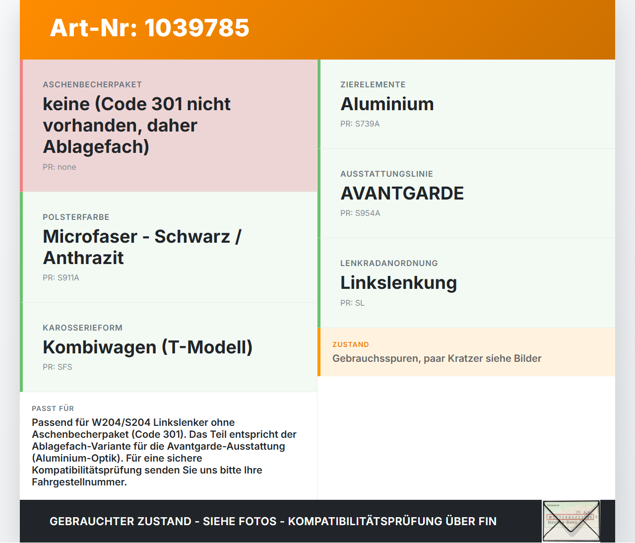 Mercedes W204 S204 C250 07-14 Kombi Aschenbecher Ablagefach Staufach Fach Mercedes W204 S204 C250 07-14 29.08.2013... Vorschau 3