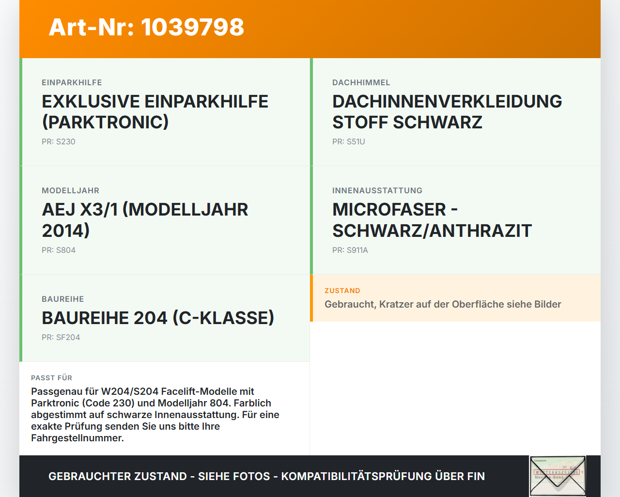 Mercedes W204 S204 C250 07-14 Kombi Blende Innen Zierrahmen für Lautsprecher mit PDC Anzeige Mercedes W204 S204... Vorschau 3