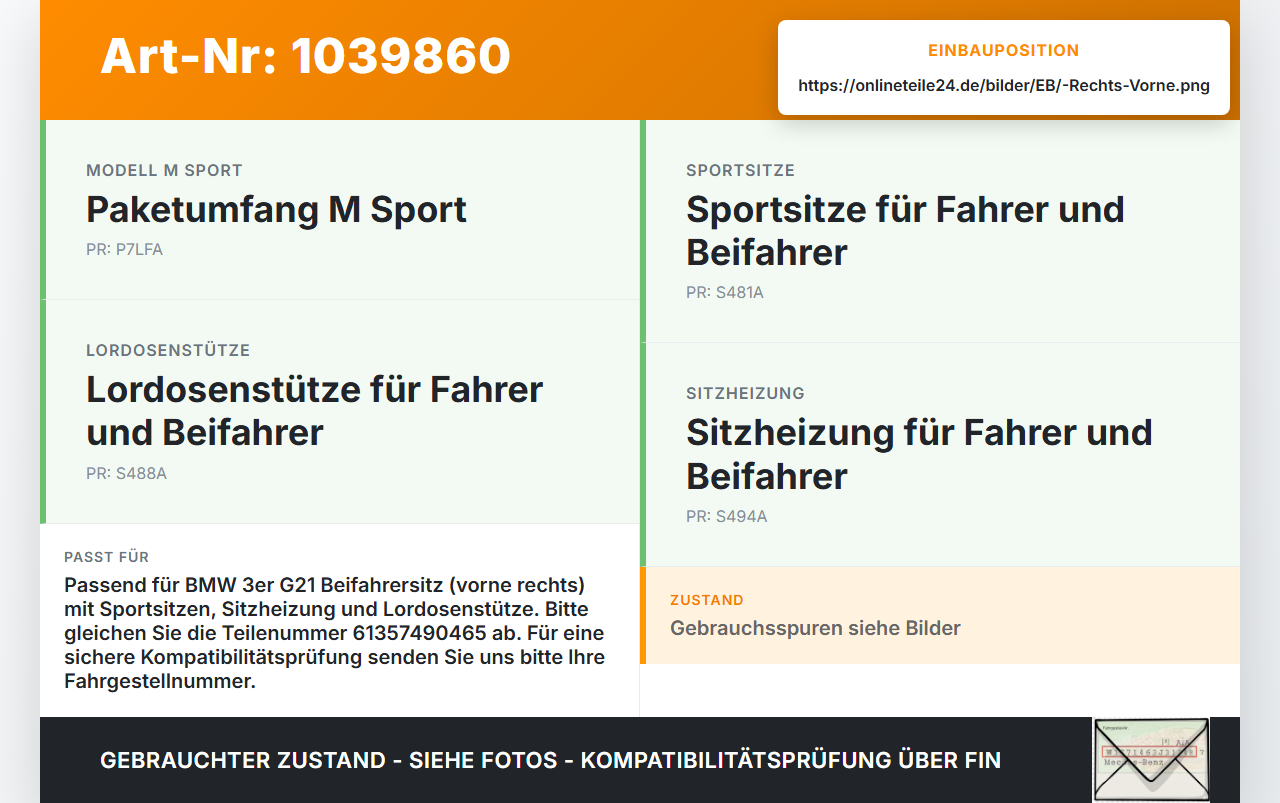 BMW G21 320dx 3er 19-22 Steuergerät ECU Modul SG für Sitz Rechts Vorne BMW G21 320dx 3er 19-22 17.09.2020 7490465... Vorschau 3