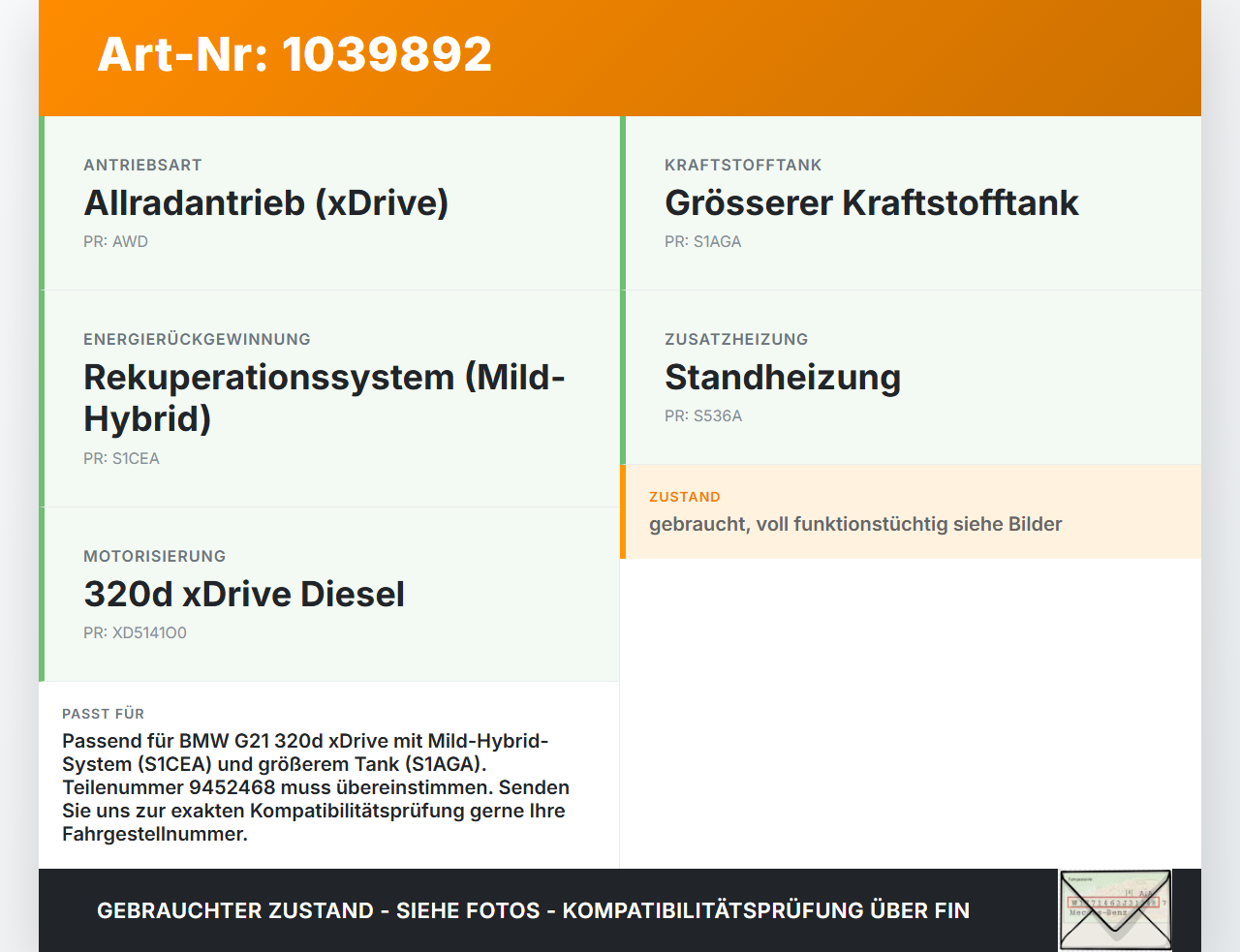 BMW G21 320dx 3er 19-22 Steuergerät Kraftstoffpumpe FPC High Modul BMW G21 320dx 3er 19-22 17.09.2020 9452468... Vorschau 3