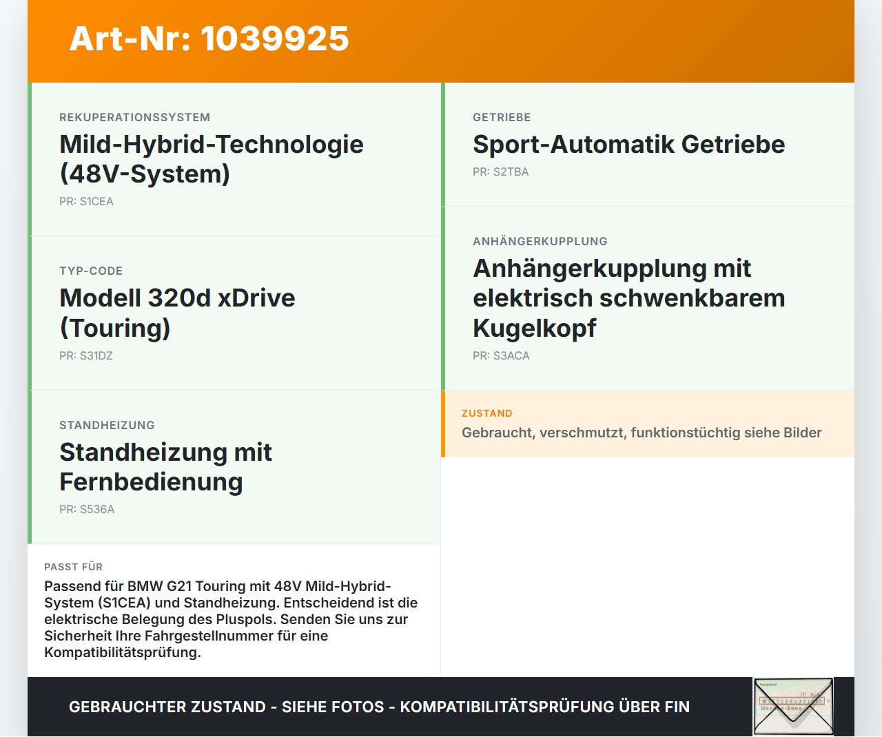 BMW G21 320dx 3er 19-22 2,0d 140KW Sicherungskasten Stromverteiler Batterie Pluspol BMW G21 320dx 3er 19-22... Vorschau 3