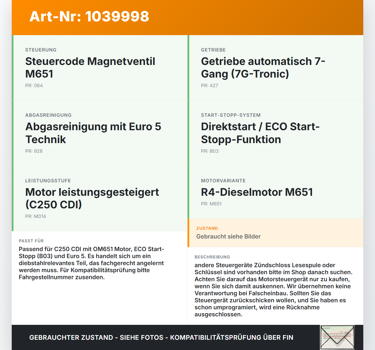 Mercedes W204 S204 C250 07-14 CDI 2,2 150KW Steuergerät ECU für Motor Motorsteuergerät Mercedes W204 S204 C250... Vorschau 3
