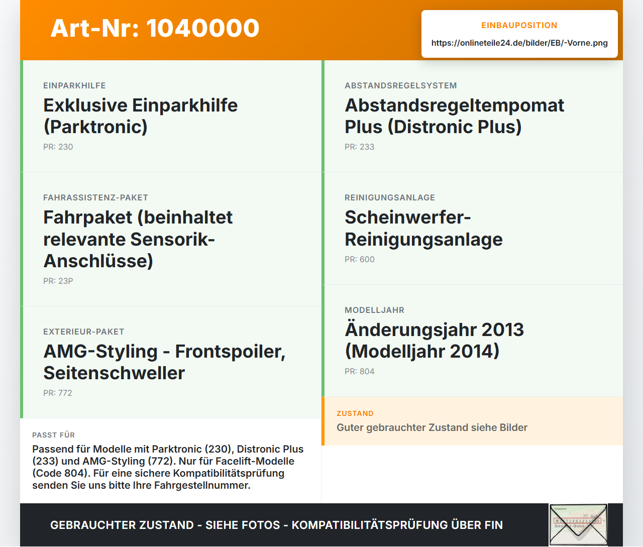 Mercedes W204 S204 C250 07-14 Kombi Kabelbaum Stoßstange Vorne PDC Leitungssatz Mercedes W204 S204 C250 07-14... Vorschau 3