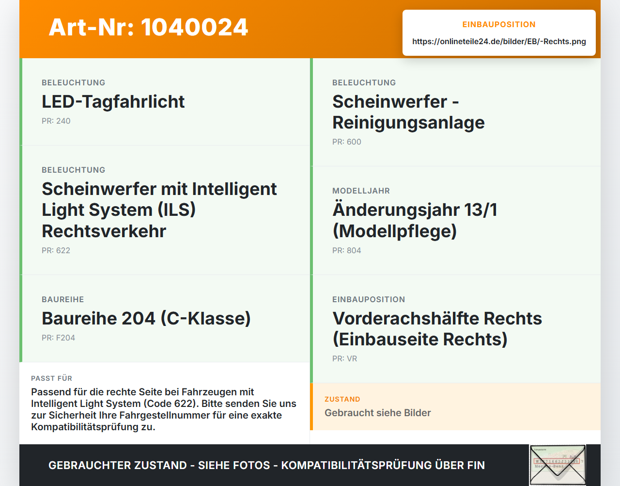 Mercedes W204 S204 C250 07-14 Steuergerät LED Scheinwerfer Lichtmodul LAM-B Rechts Mercedes W204 S204 C250 07-14... Vorschau 3