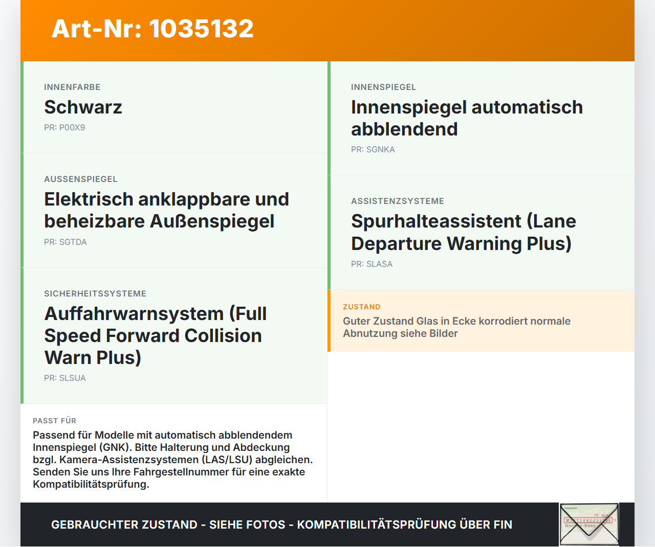 Jeep Compass II 17-21 Innenspiegel Rückspiegel Spiegel Innen Jeep Compass II 17-21 12.03.2019 GNTX-1461 905-5461... Vorschau 3