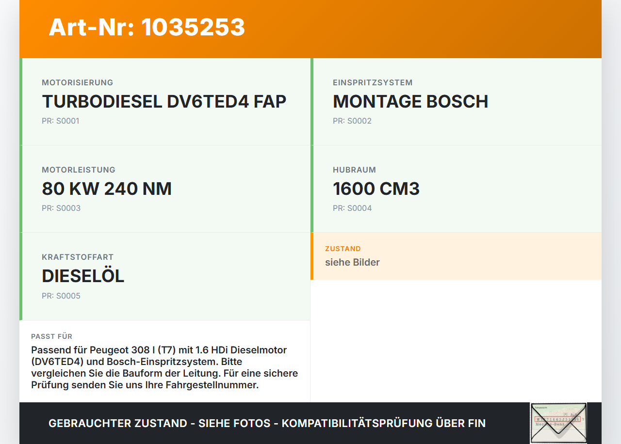 Peugeot 308 I T7 07-11 1,6 80KW Hochdruck Leitung Kraftstoffleitung Peugeot 308 I T7 07-11 30.09.2008 gebraucht Vorschau 3