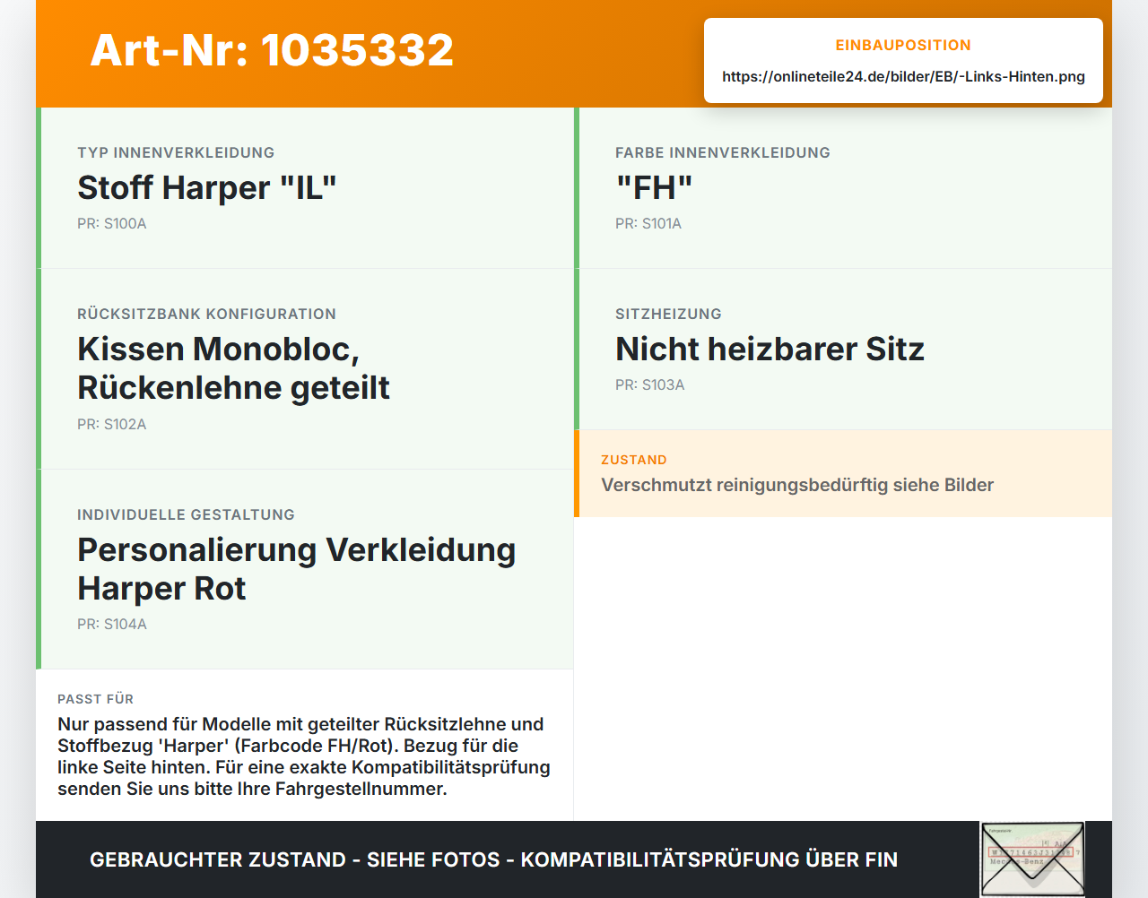 Citroen C1 II 14-18 Sitzbezug Rückenpolster Links für Rücksitzbank Hinten Citroen C1 II 14-18 01.01.2018 gebraucht Vorschau 3