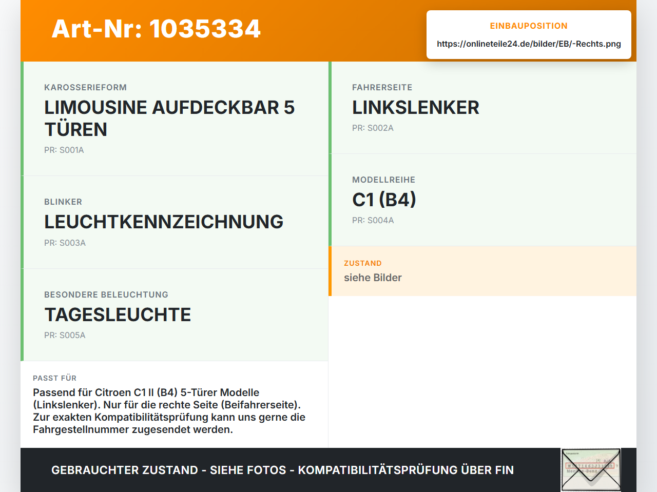 Citroen C1 II 14-18 Rückleuchte Rücklicht Heckleuchte Rechts orig Citroen C1 II 14-18 01.01.2018 81338002 gebraucht Vorschau 3