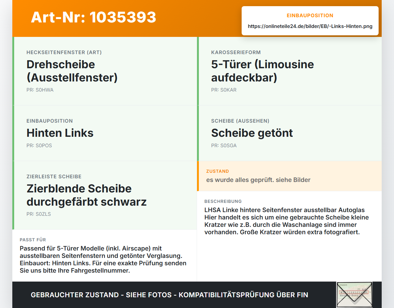 Citroen C1 II 14-18 Seitenscheibe Ausstell Scheibe Links Hinten Citroen C1 II 14-18 01.01.2018 gebraucht Vorschau 3