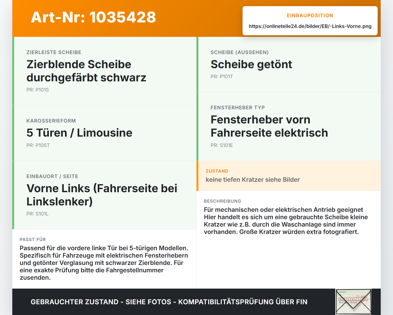 Citroen C1 II 14-18 LVK Seitenscheibe für Tür Fenster Türscheibe Links Vorne Citroen C1 II 14-18 01.01.2018 gebraucht Vorschau 3