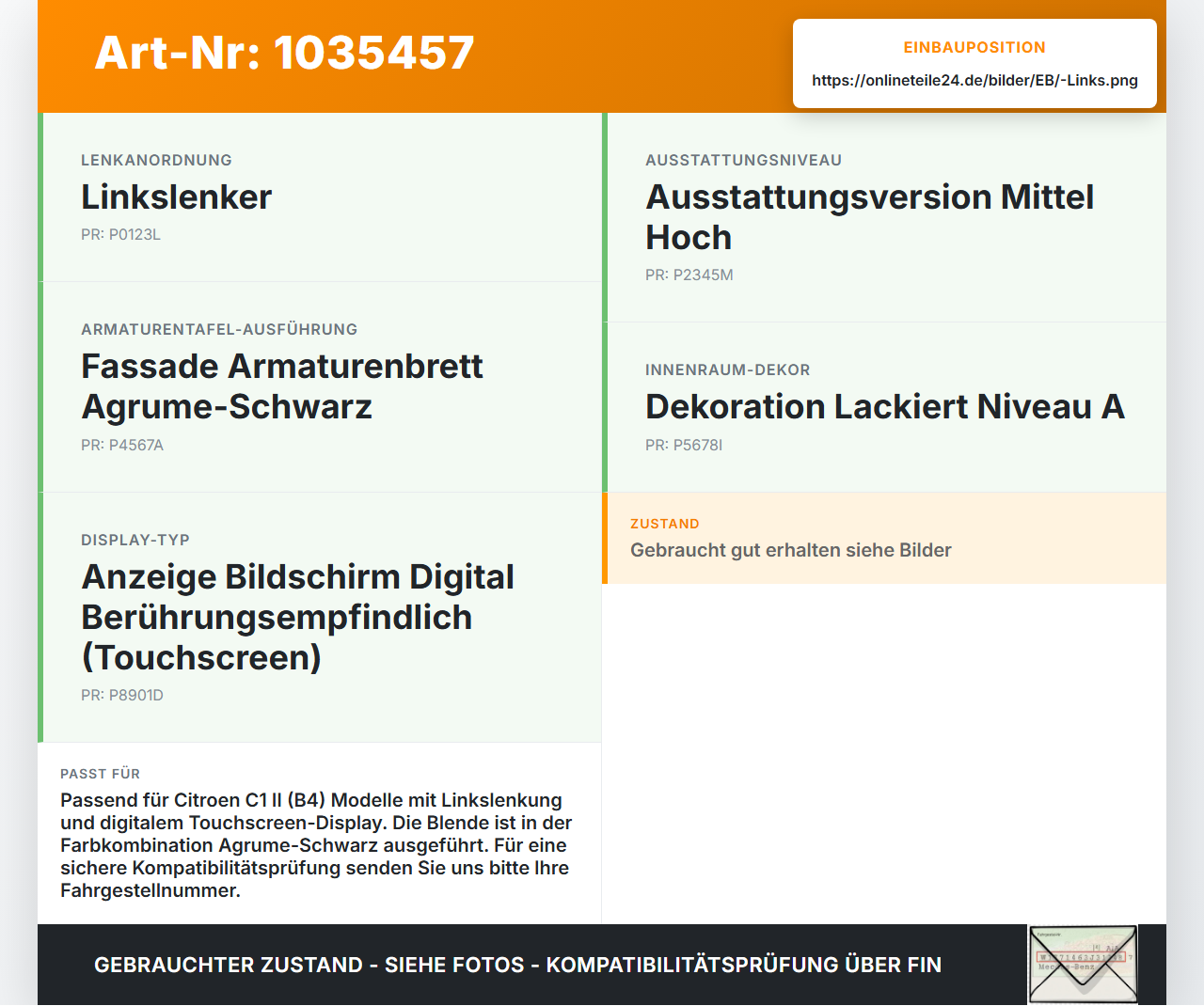 Citroen C1 II 14-18 Warnblinkschalter Schalter Citroen C1 II 14-18 01.01.2018 15B424 gebraucht Vorschau 3