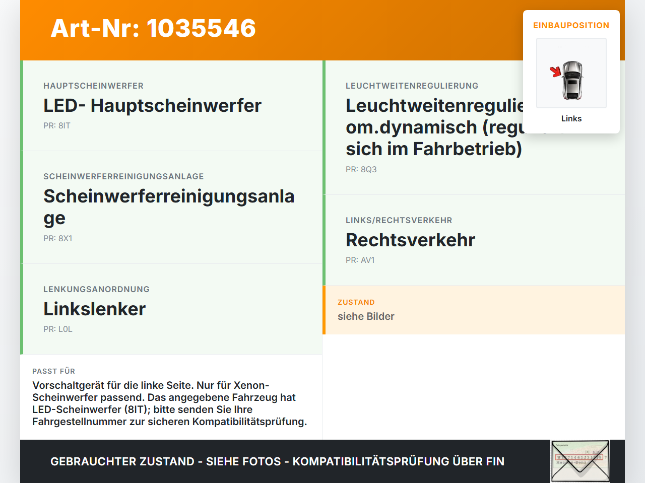 VW Touran II 5T 15-22 Xenon Vorschaltgerät Steuergerät Links VW Touran II 5T 15-22 11.03.2016 7PP941571AE... Vorschau 3