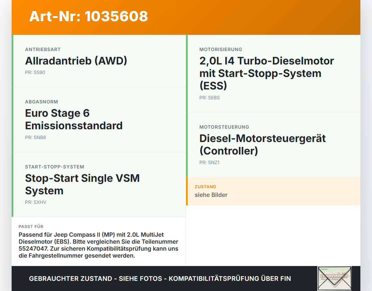 Jeep Compass II 17-21 2,0 103KW EBS Ventildeckel Zylinderkopfhaube Jeep Compass II 17-21 12.03.2019 55247047 gebraucht Vorschau 3