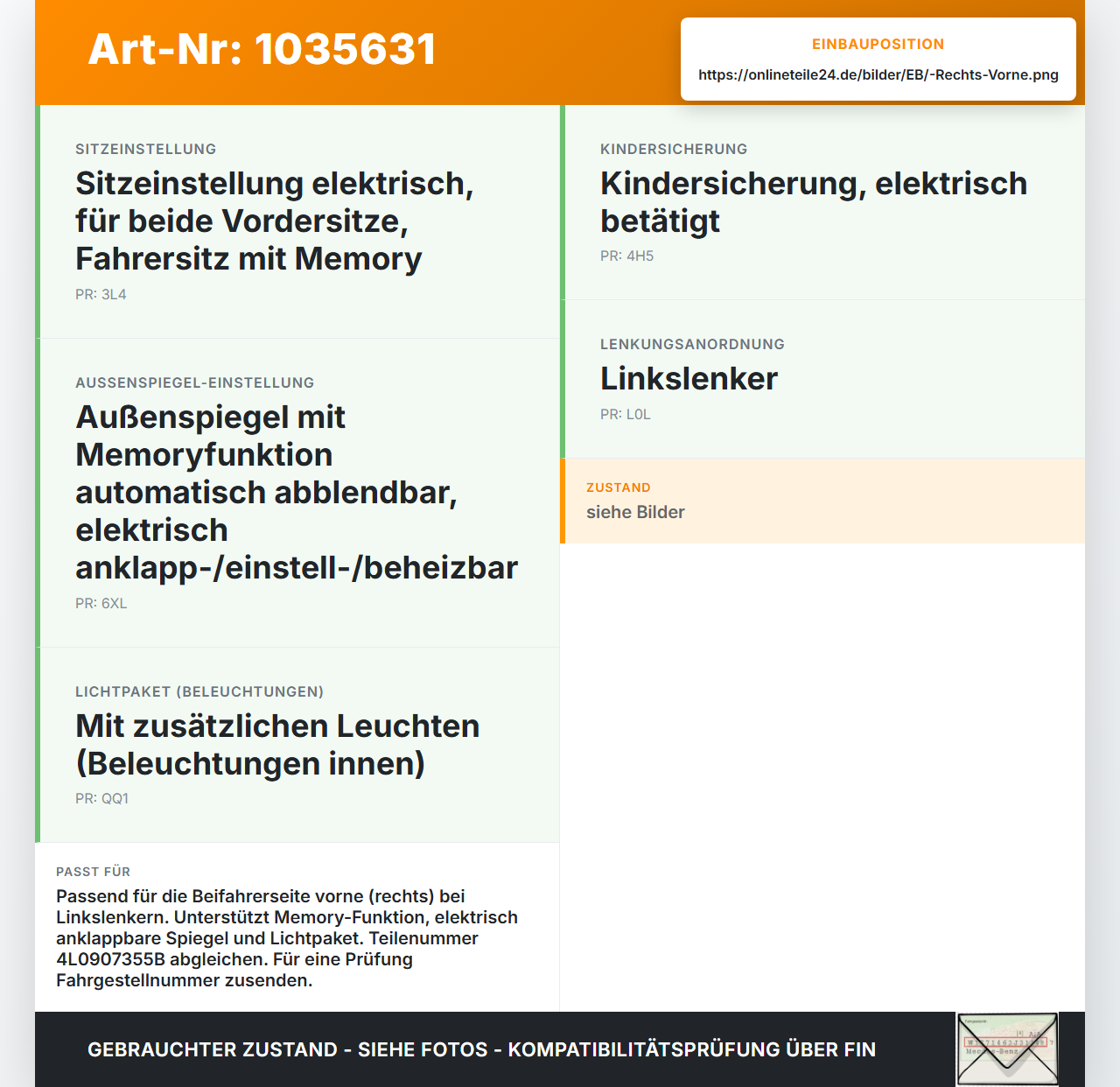 Audi Q7 4L 09-15 Steuergerät ECU Modul Türsteuergerät Rechts Vorne Audi Q7 4L 09-15 22.10.2012 4L0907355B gebraucht Vorschau 3
