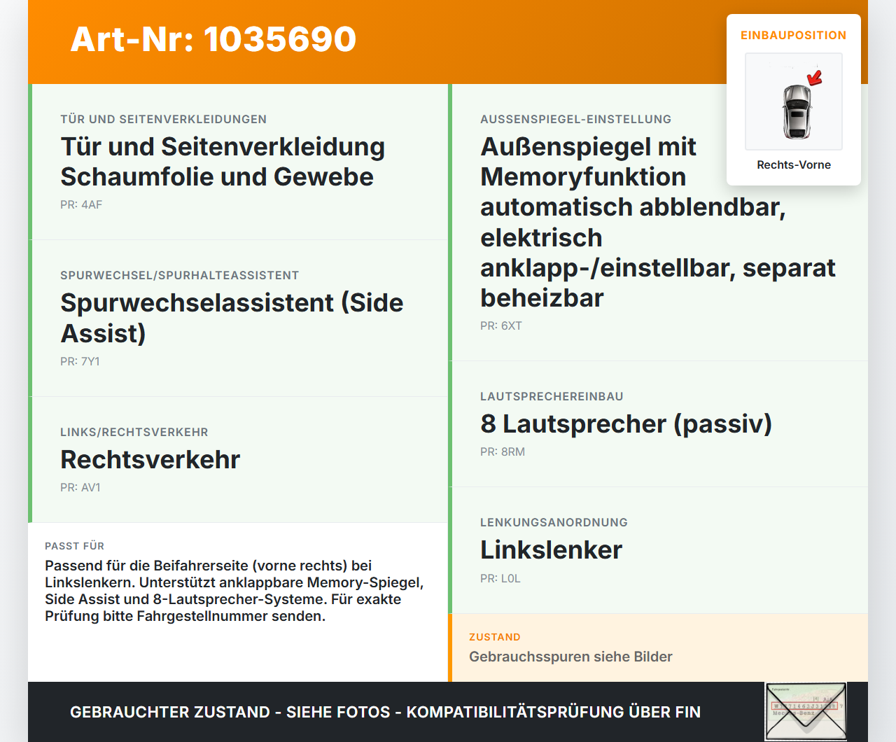 VW Touran II 5T 15-22 Kabelbaum für Tür und Fensterheber Rechts Vorne VW Touran II 5T 15-22 11.03.2016 5TB971121H... Vorschau 3