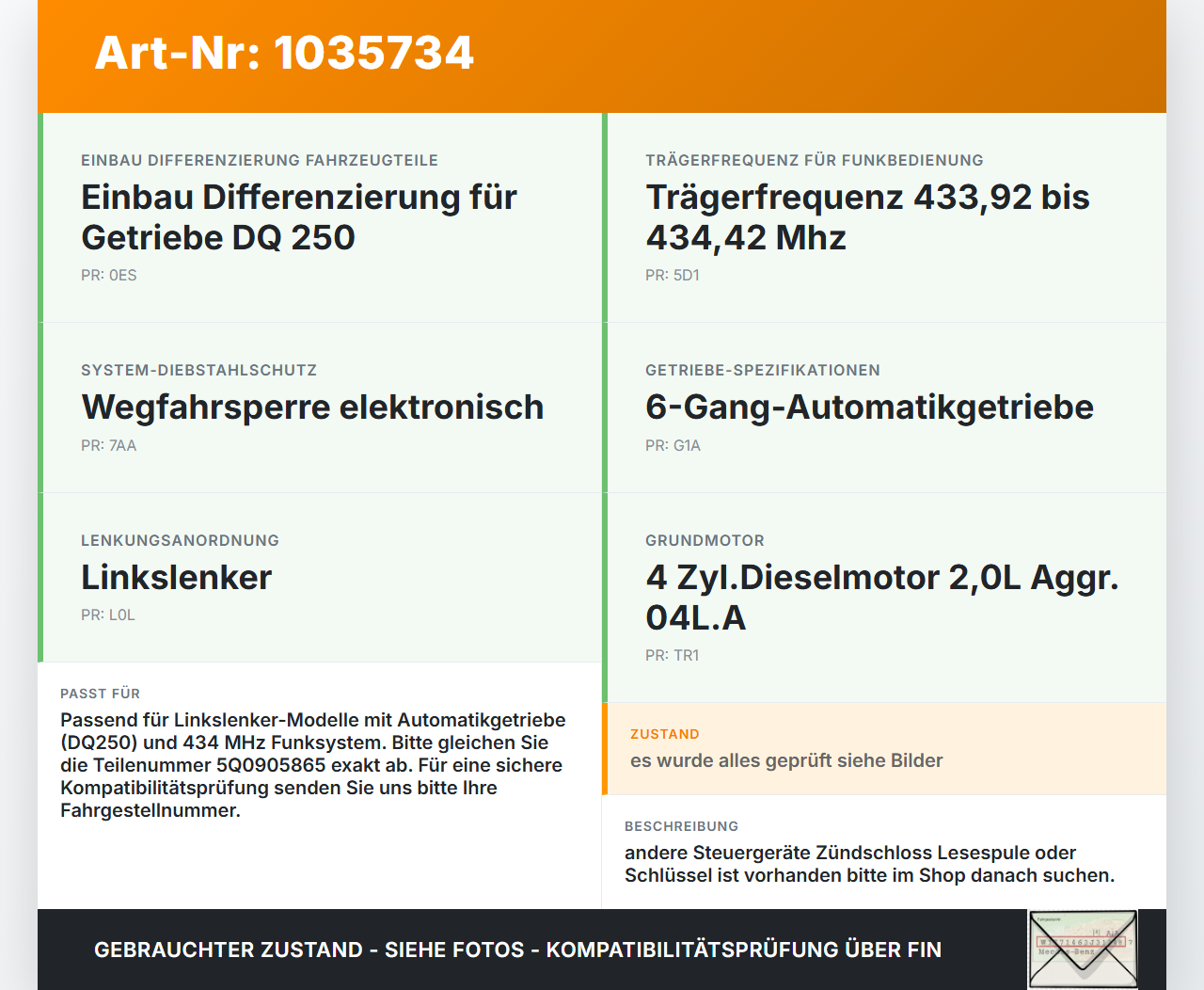 VW Touran II 5T 15-22 2,0 110KW Wegfahrsperre ECU Steuergerät VW Touran II 5T 15-22 11.03.2016 1K0905851B 5Q0905865... Vorschau 3