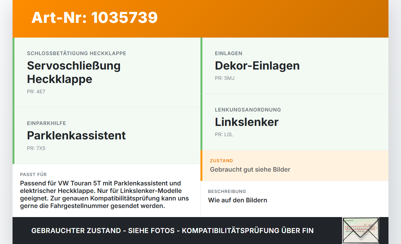 VW Touran II 5T 15-22 Blende mit Schaltern Einparkhilfe Autom. Öffner Heckklappe VW Touran II 5T 15-22 11.03.2016... Vorschau 3