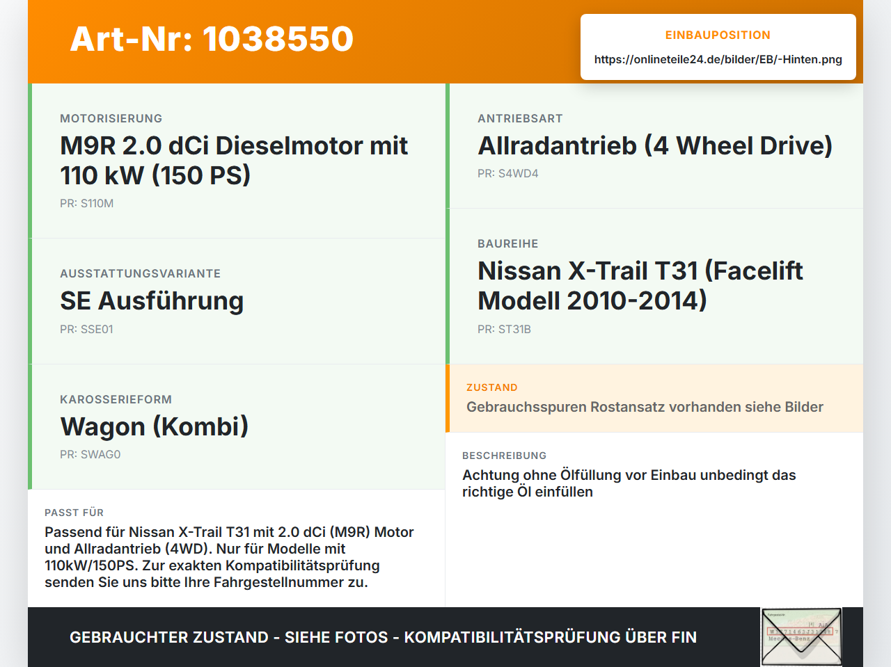 Nissan X-Trail T31 10-14 dCi 2,0 110KW 4WD Differential Hinterachsgetriebe Hinten Nissan X-Trail T31 10-14... Vorschau 3