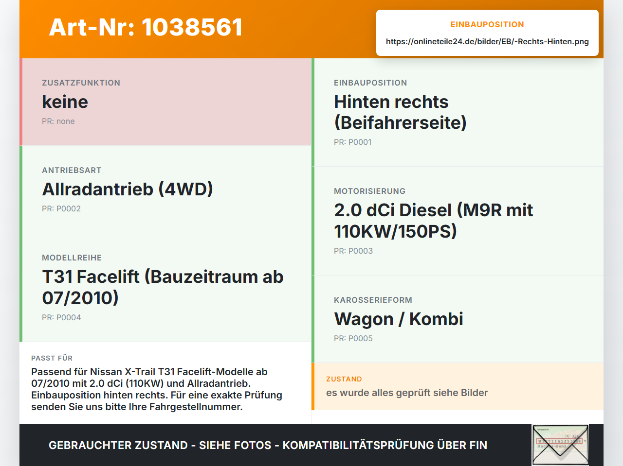Nissan X-Trail T31 10-14 dCi 2,0 110KW Bremssattel Bremszange Hinten Rechts Nissan X-Trail T31 10-14 21.09.2011... Vorschau 3