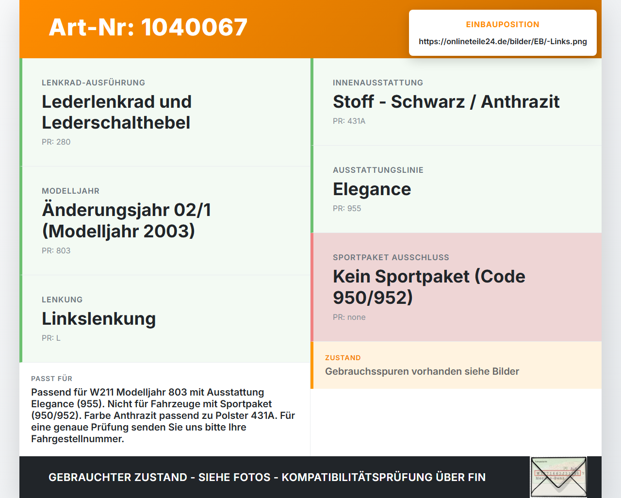 Mercedes W211 E200 02-06 Lenkradschalter Multifunktionstasten Lenkrad Schalter Links Mercedes W211 E200 02-06... Vorschau 3