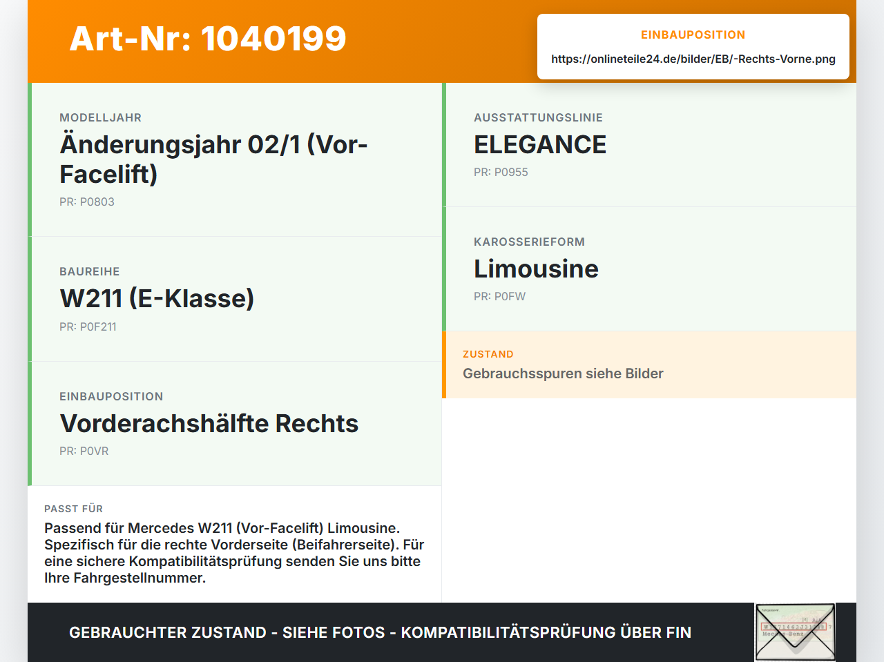 Mercedes W211 E200 02-06 Lim Halter Träger Führung Aufnahme für Scheinwerfer Rechts Vorne Mercedes W211 E200 02-06... Vorschau 3