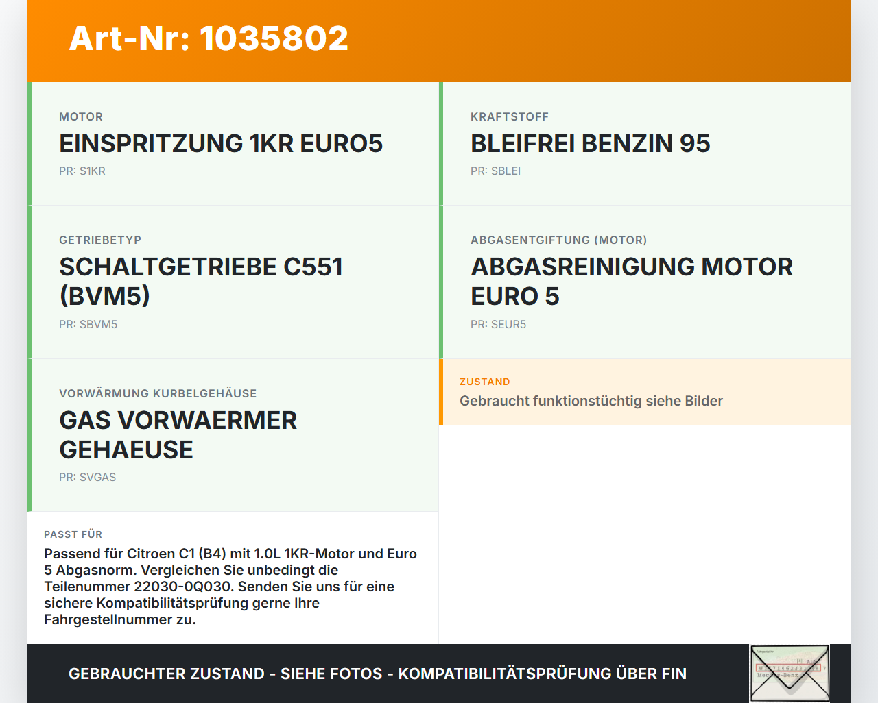 Citroen C1 II 14-18 1,0 53KW 1KR Drosselklappe Citroen C1 II 14-18 01.01.2018 22030-0Q030 gebraucht Vorschau 3