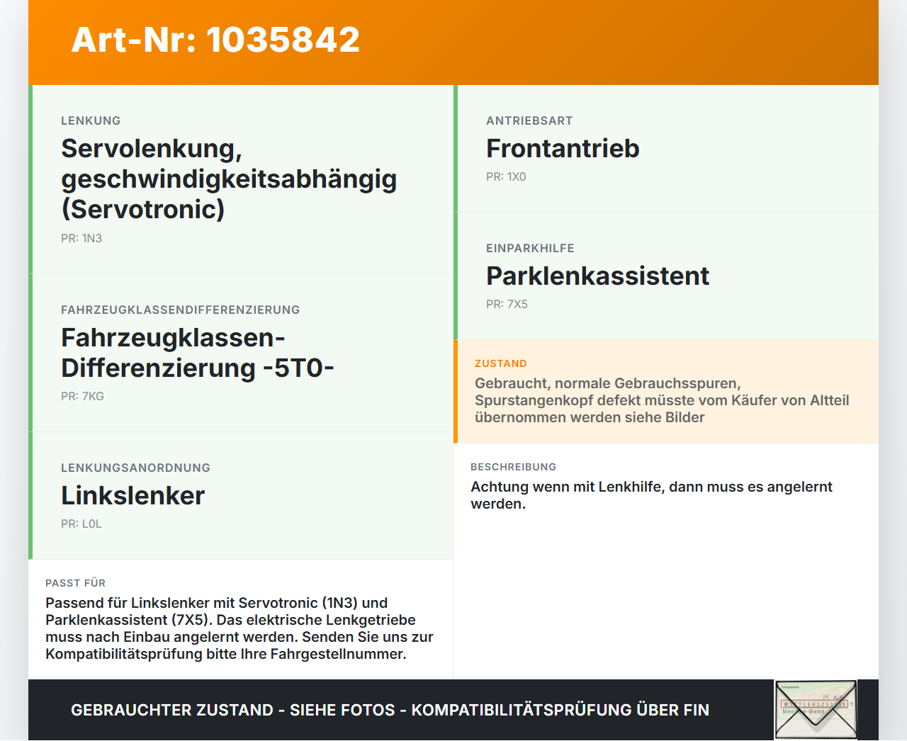 VW Touran II 5T 15-22 Lenkgetriebe Servolenkung VW Touran II 5T 15-22 11.03.2016 5Q0959439M gebraucht Vorschau 3
