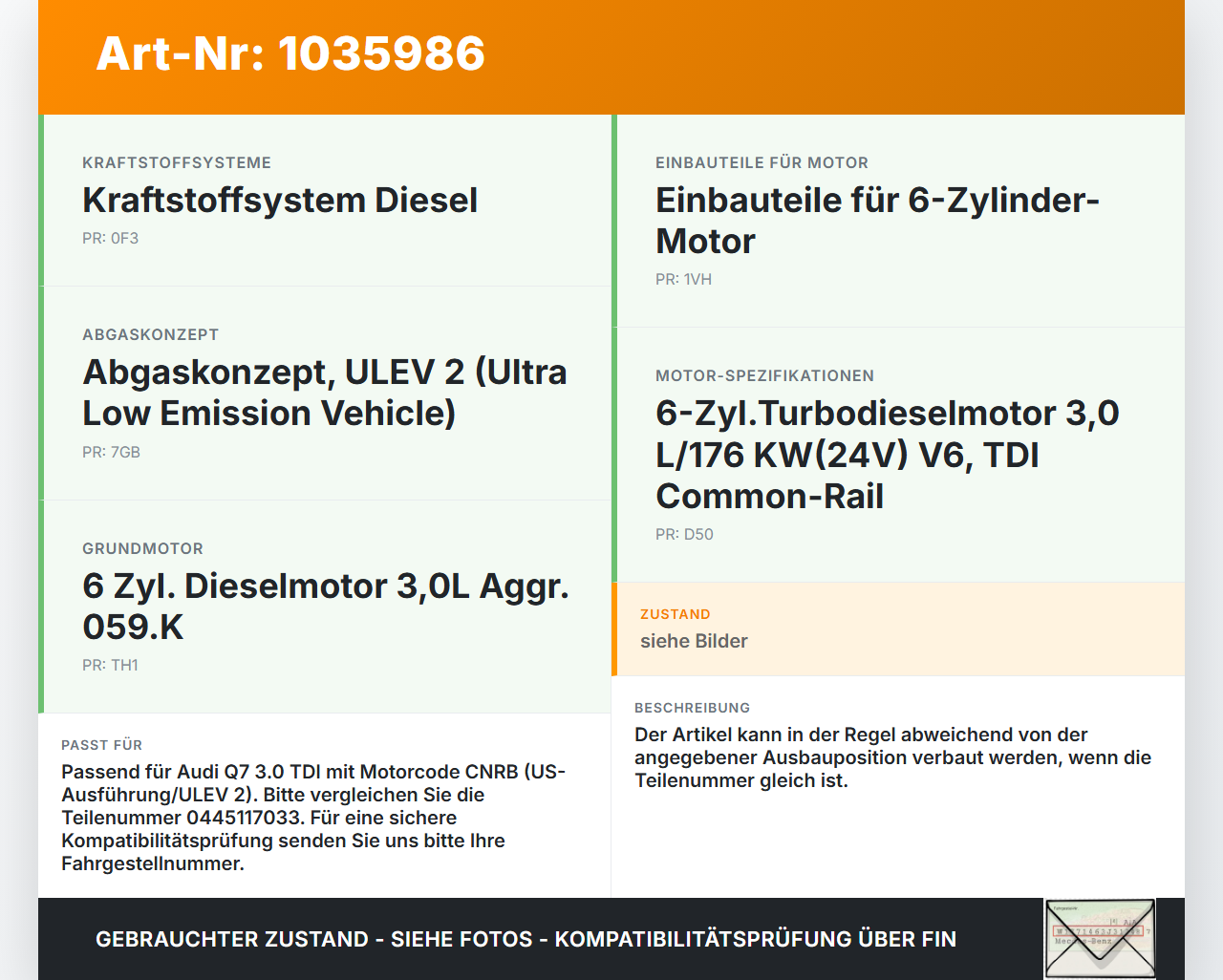Audi Q7 4L 09-15 TDI 3,0 176KW Injektor Einspritzdüse Zyl.5 Audi Q7 4L 09-15 22.10.2012 059130277EM 059130277CP... Vorschau 3