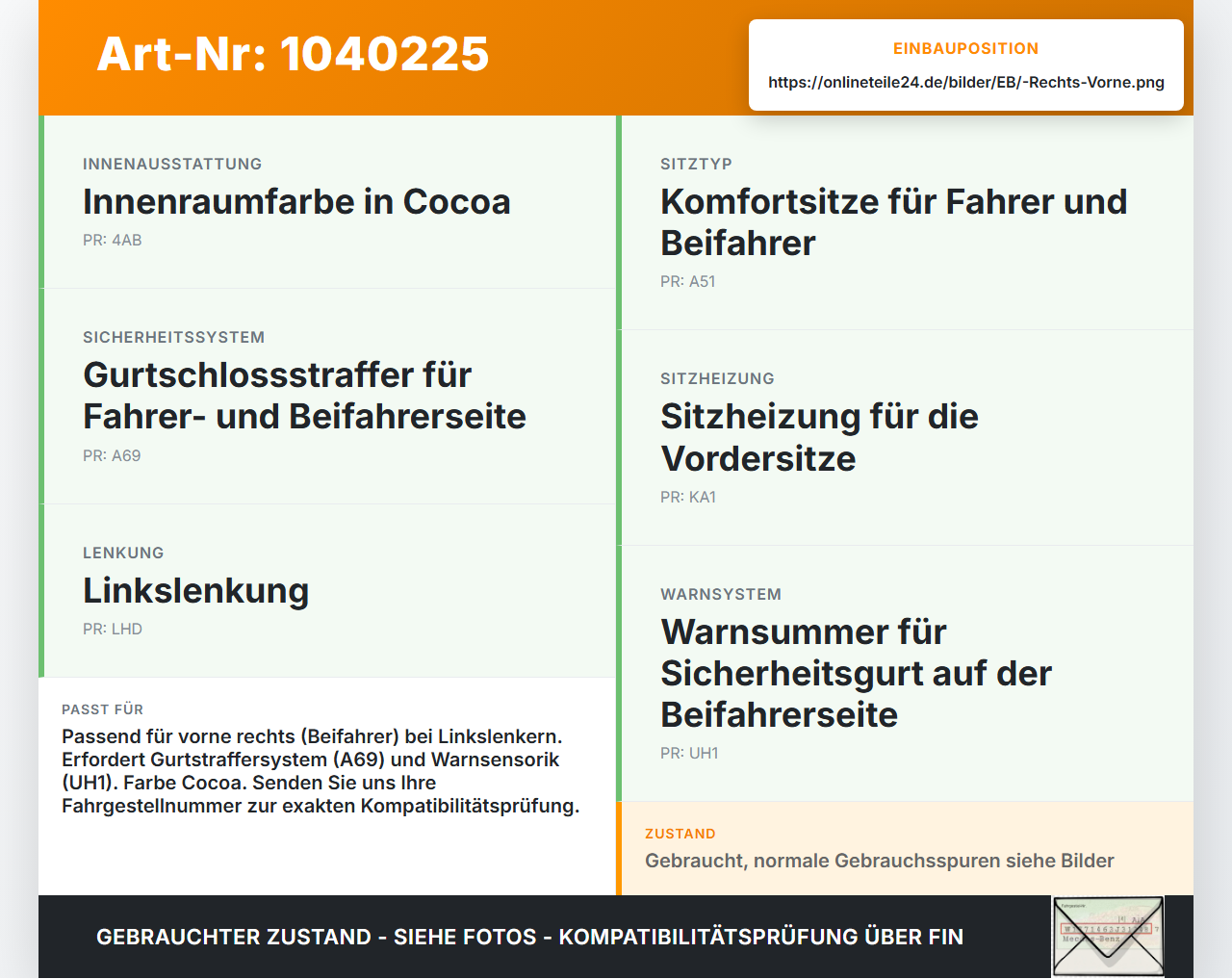 Opel Zafira C 11-16 Gurtschloss Rechts Vorne Opel Zafira C 11-16 16.10.2014 13383727 13383731 40-126-6978 gebraucht Vorschau 3
