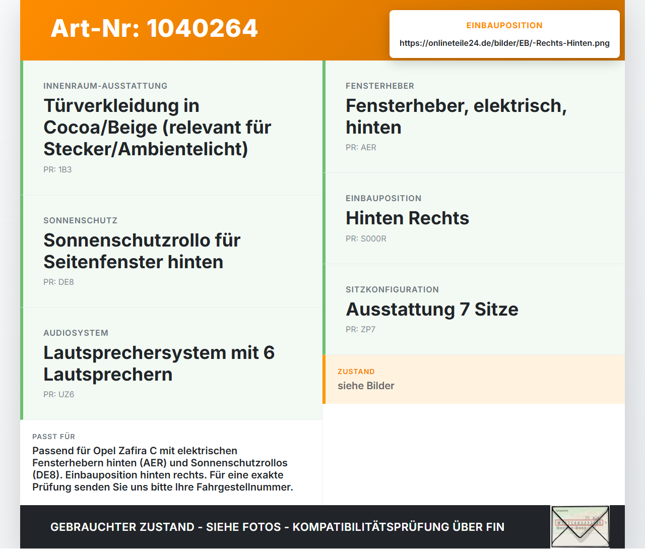 Opel Zafira C 11-16 Kabelbaum Leitungssatz für Tür und Fensterheber Hinten Rechts Opel Zafira C 11-16 16.10.2014... Vorschau 3
