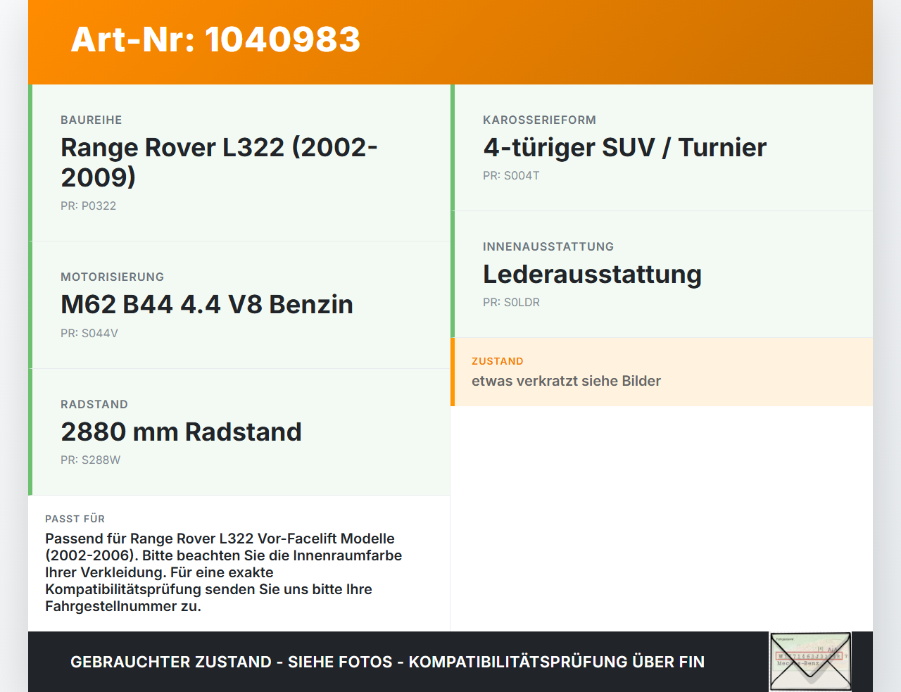 Land Range Rover III L322 02-06 Laderaumkante Ladekante Verkleidung Land Range Rover III L322 02-06 02.08.2002... Vorschau 3