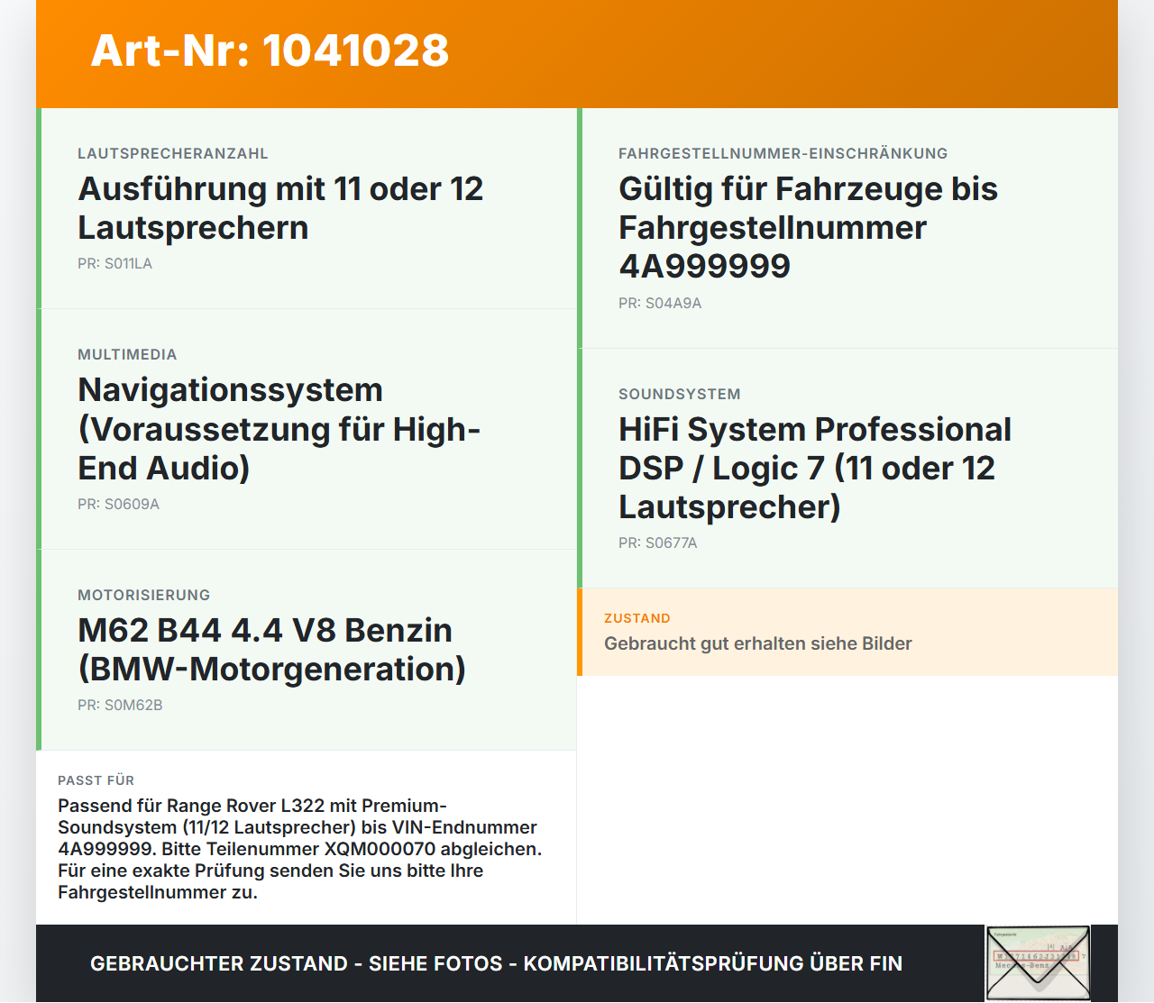 Land Range Rover III L322 02-06 Lautsprecher für Armaturenbrett Land Range Rover III L322 02-06 02.08.2002... Vorschau 3