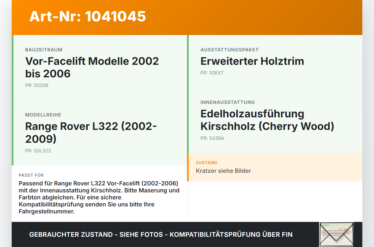 Land Range Rover III L322 02-06 Blende für Armaturenbrett Abdeckung Holzdekor Land Range Rover III L322 02-06... Vorschau 3