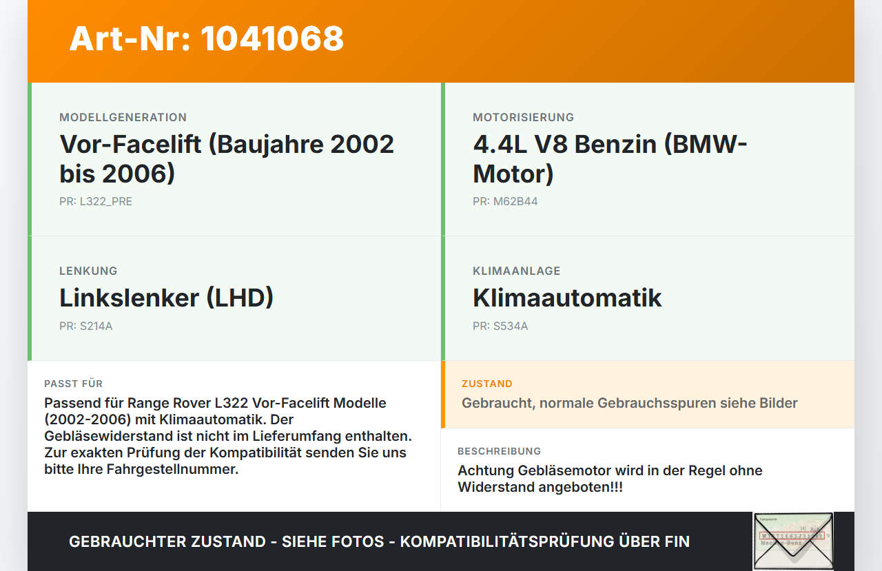 Land Range Rover III L322 02-06 Gebläsemotor Lüftermotor Heizungsgebläse Land Range Rover III L322 02-06 02.08.2002... Vorschau 3
