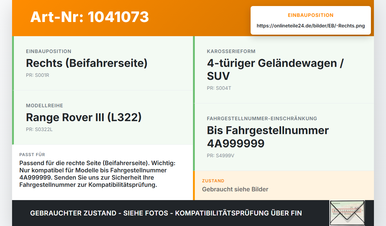 Land Range Rover III L322 02-06 Scharnier für Motorhaube Motorhaubenscharnier Rechts Land Range Rover III L322... Vorschau 3