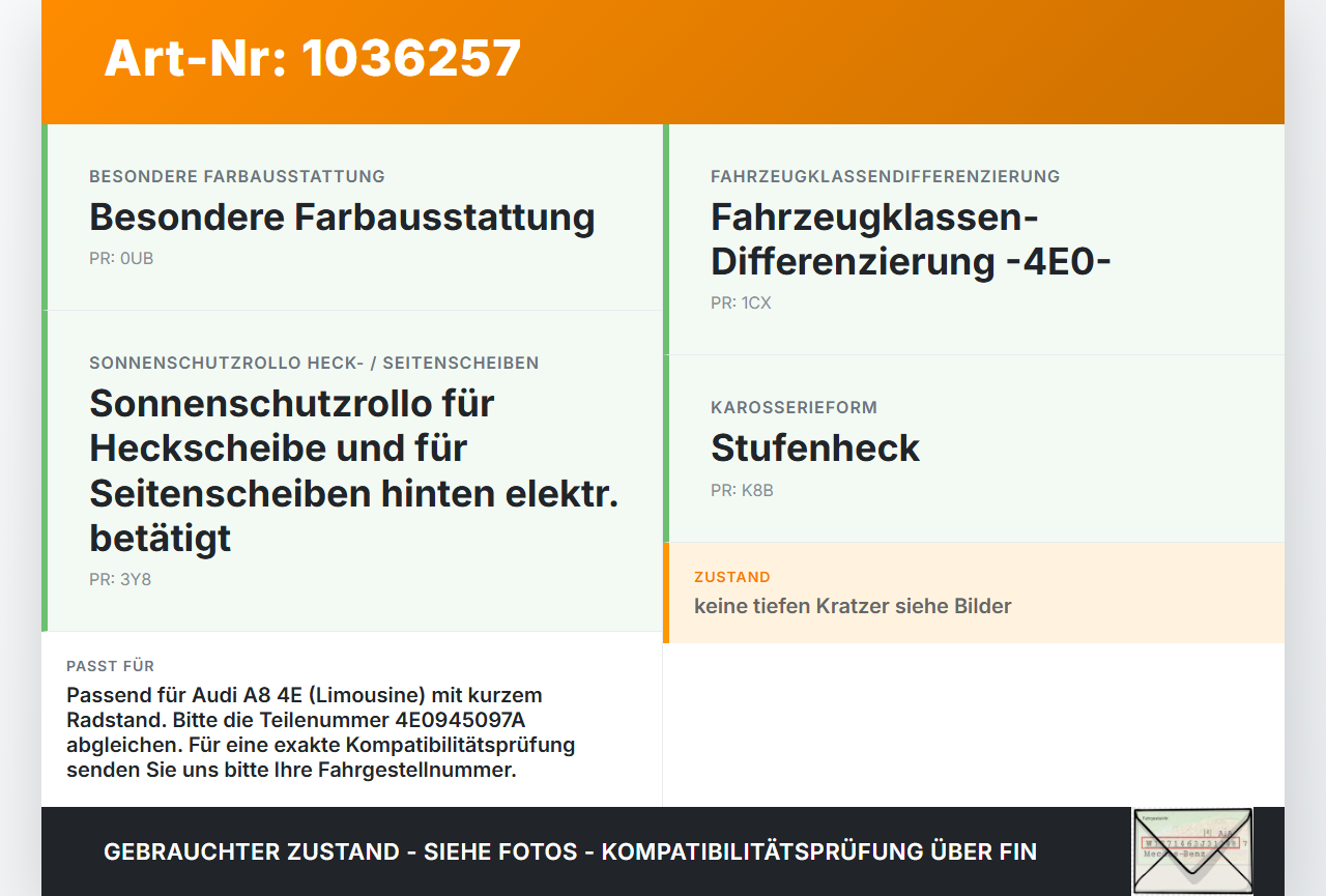 Audi A8 4E 05-08 Kurz Bremslicht 3. Bremsleuchte für Klappe Audi A8 4E 05-08 17.05.2006 4E0945097 4E0945097A... Vorschau 3
