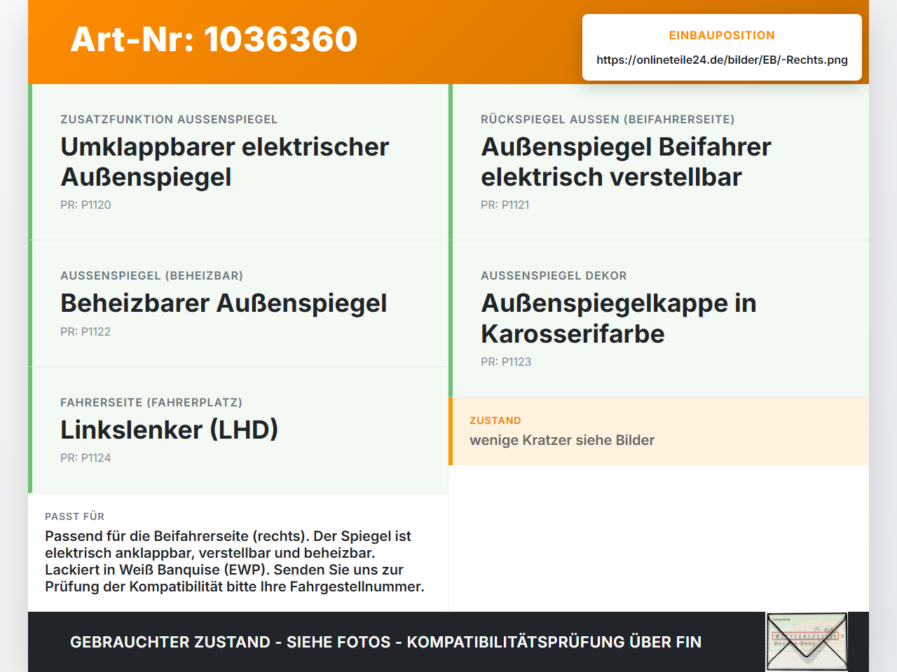 Peugeot 2008 CU 16-19 Spiegel Aussenspiegel Rechts beheizt Elektr. Klappbar EWP Peugeot 2008 CU 16-19 30.08.2017... Vorschau 3